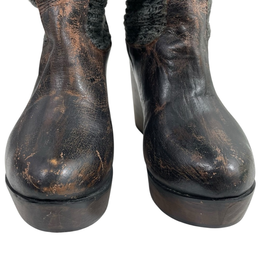 NEW BED STU Bruges Slouchy Leather Wedge Boots Size 8.5 Distressed - Picture 9 of 16